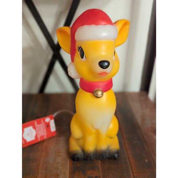 11" Blow Mold Tabletop Reindeer Christmas Deer/LIGHTS UP - Picture 3 of 8